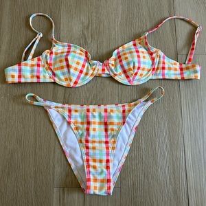 Multicolor gingham bikini